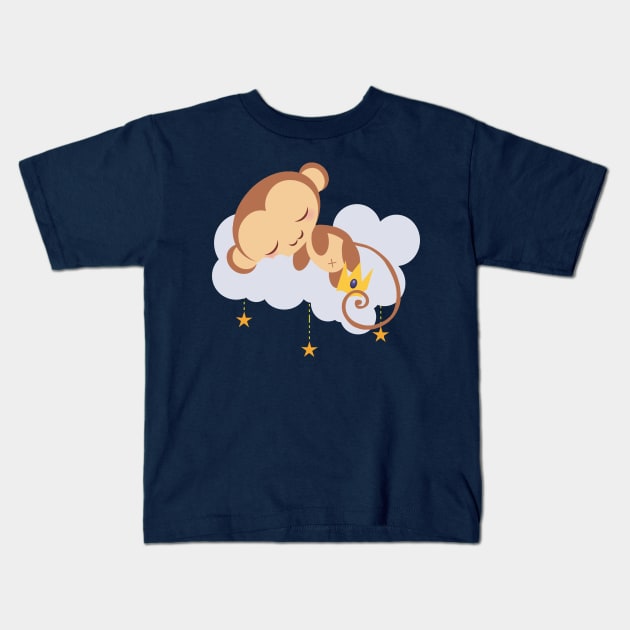 Sleepy Star Monkey Kids T-Shirt by SaruHime